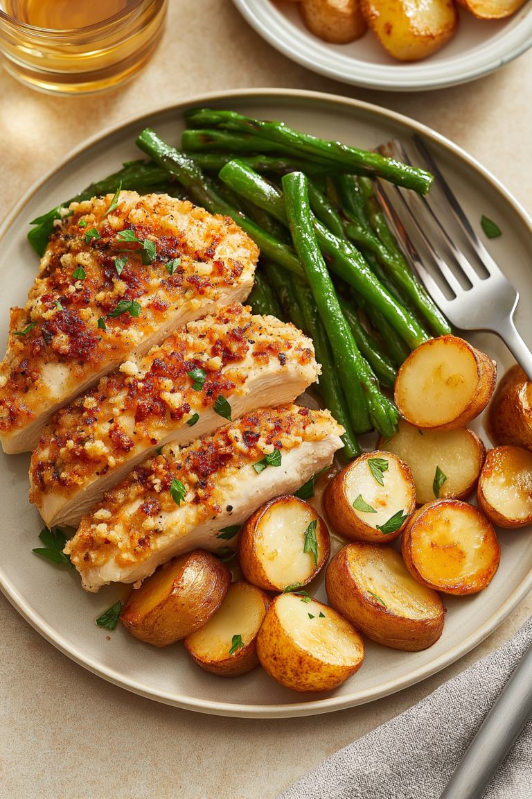 Parmesan Crusted Chicken Sheet Pan Dinner – Crispy, Juicy & One-Pan Easy
