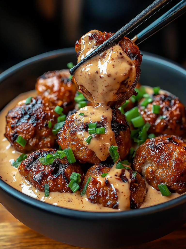 Korean BBQ Meatballs with Spicy Mayo Dip