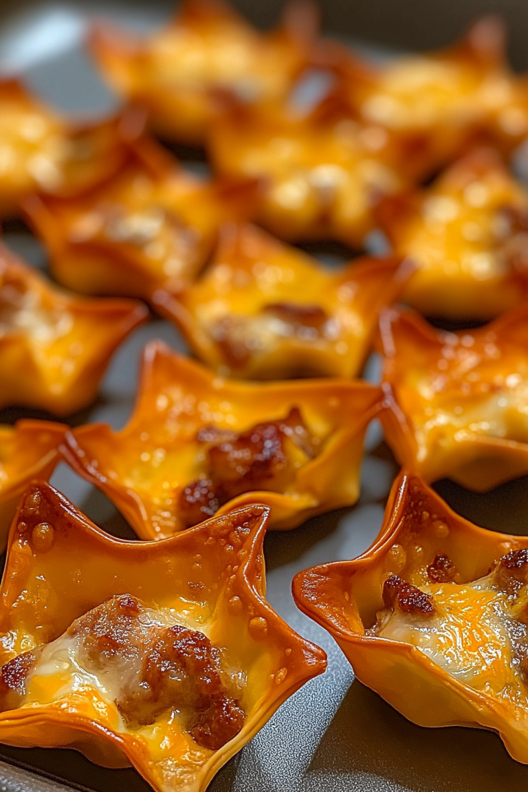 Baked Sausage and Cheese Mini Wontons – Crispy, Cheesy & Crowd-Pleasing!