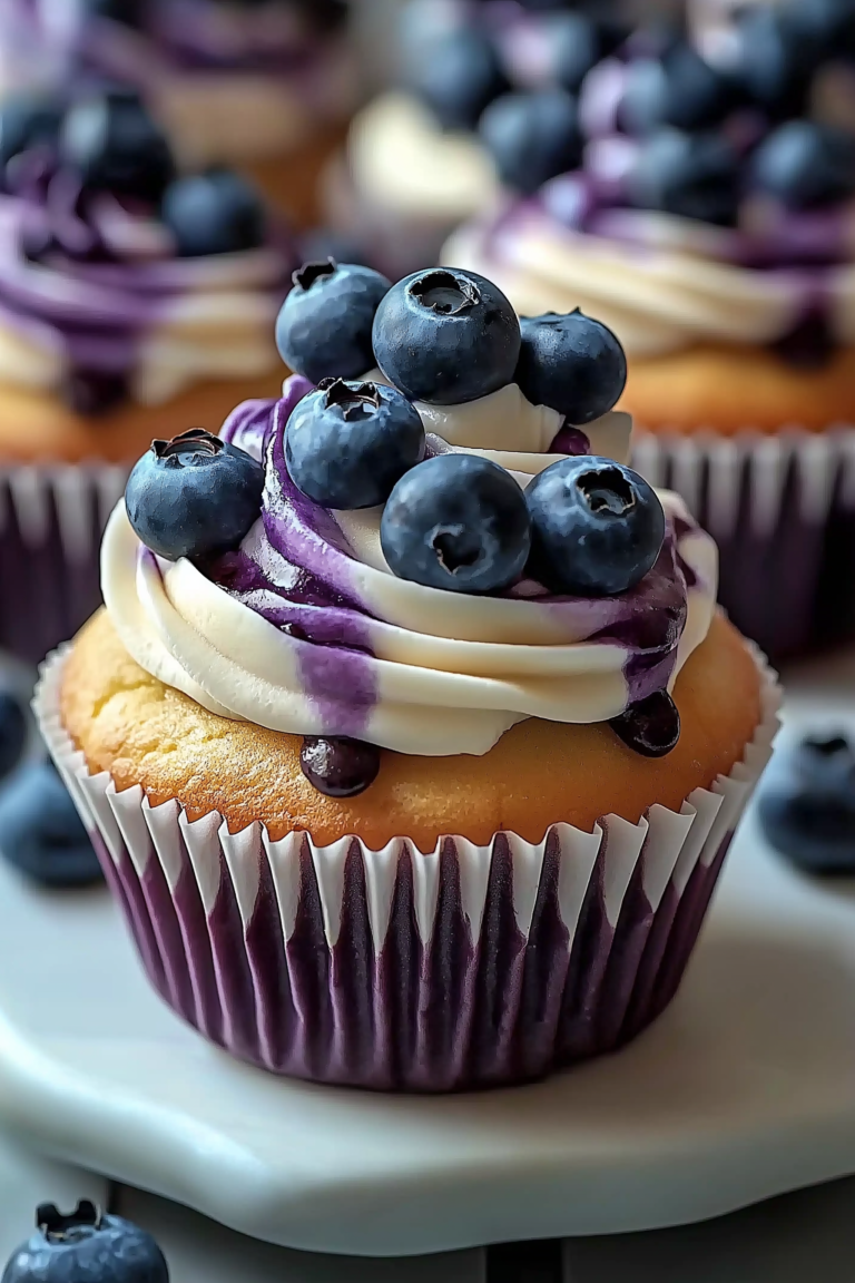 White Chocolate Blueberry Cupcakes – Soft, Fruity & Elegant
