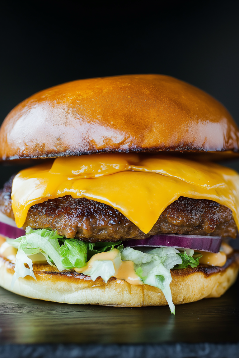 Juicy Smashed Patty Burger with Secret Sauce – Crispy Edges, Melty Cheese & Bold Flavor