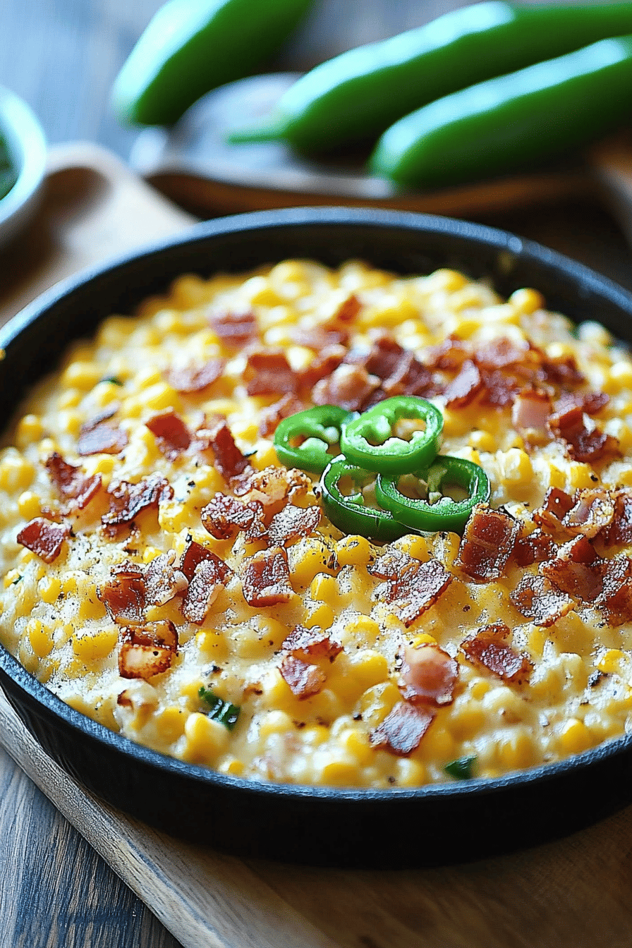 Bacon Jalapeño Creamed Corn Final Dish Presentation