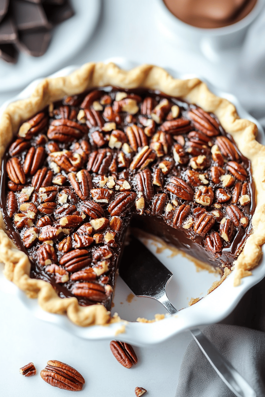 Chocolate Bourbon Pecan Pie Final Dish Presentation