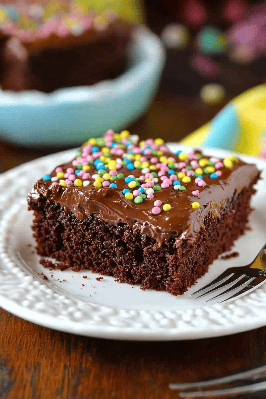 Chocolate Buttermilk Sheet Cake Final Dish Presentation