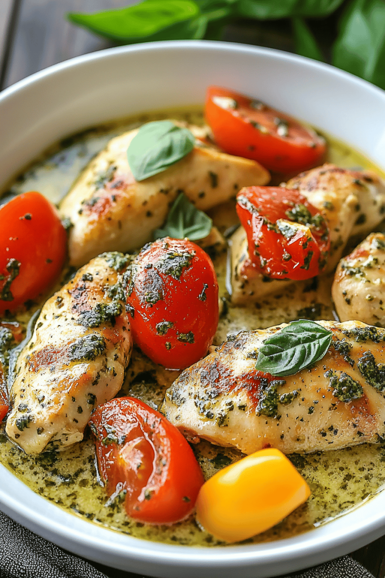 Creamy Garlic Pesto Chicken