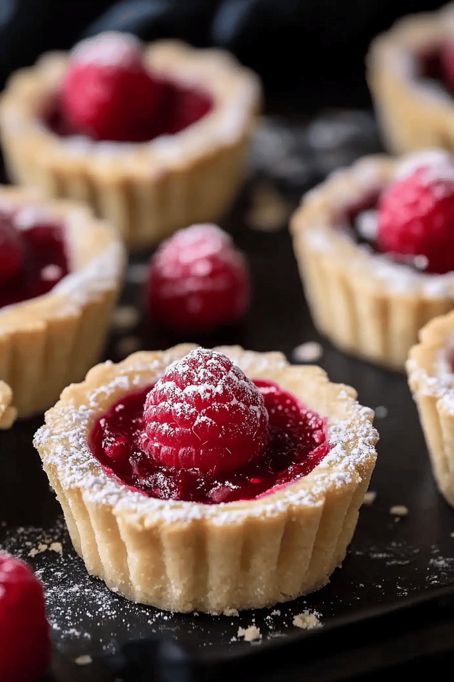 Mini Raspberry Almond Tarts Final Dish Presentation