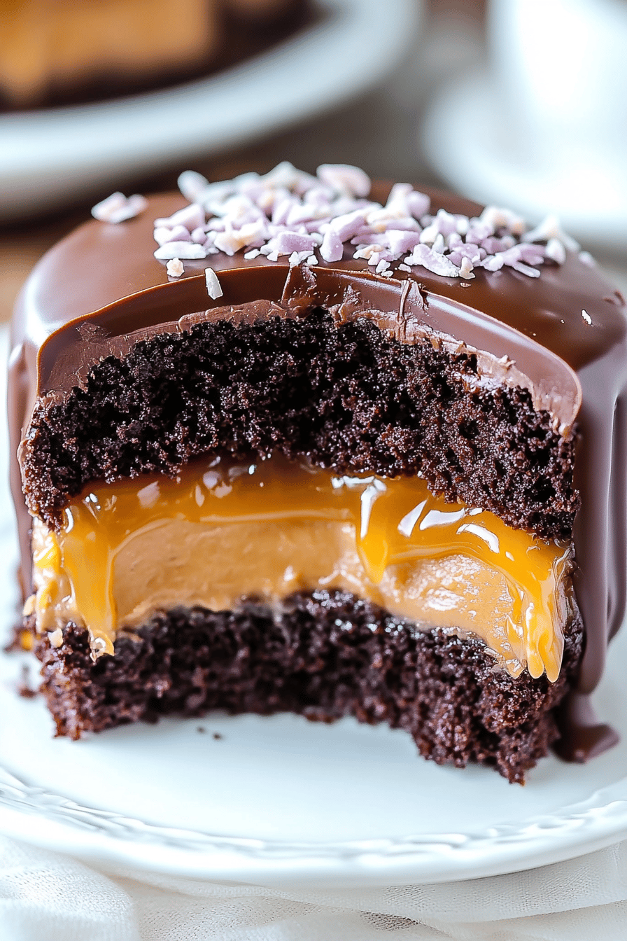 Salted Caramel Chocolate Cake Final Dish Presentation