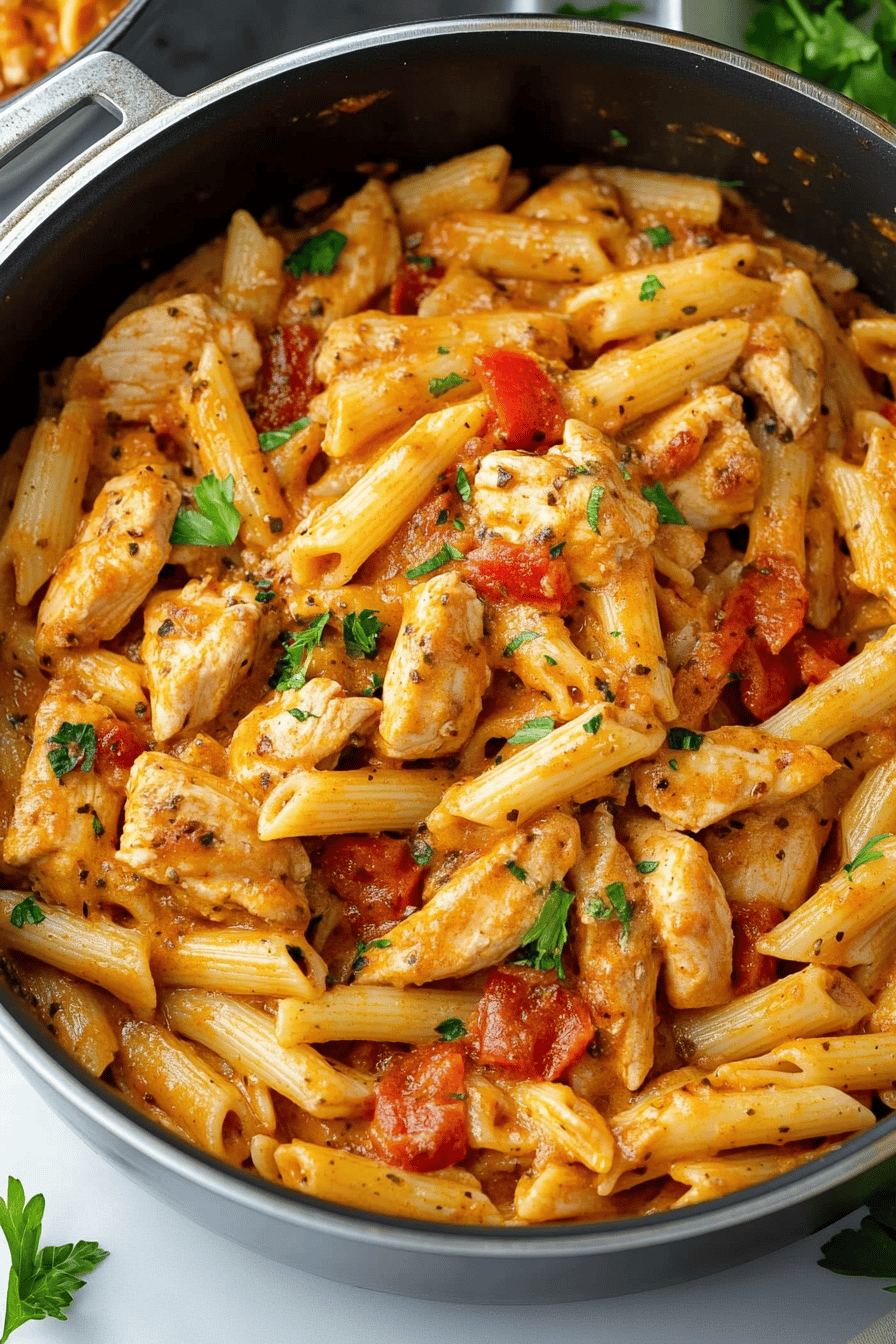 Cajun Chicken Pasta ingredients organized and measured on kitchen counter