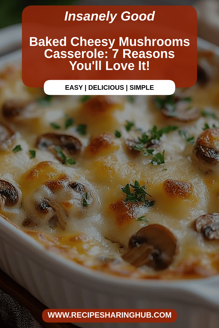 Cheesy Mushrooms Casserole final dish beautifully presented and ready to serve