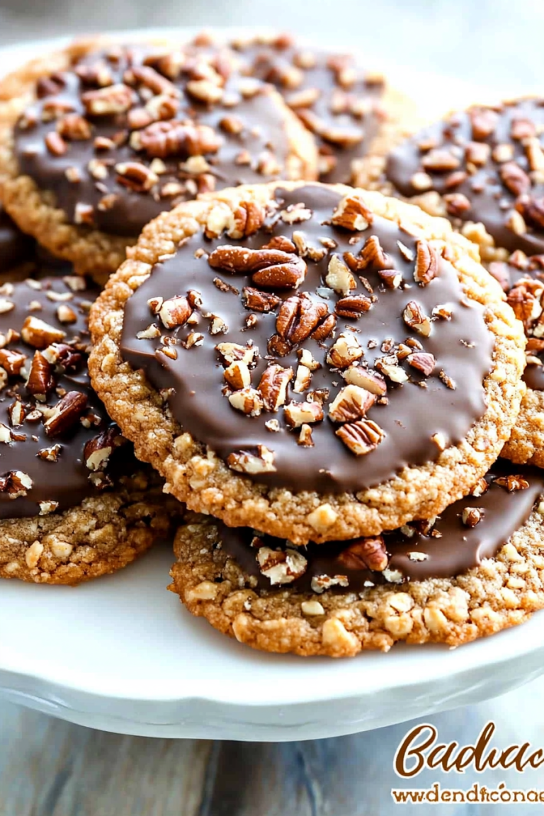 Chocolate Dipped Pecan Lace Cookies