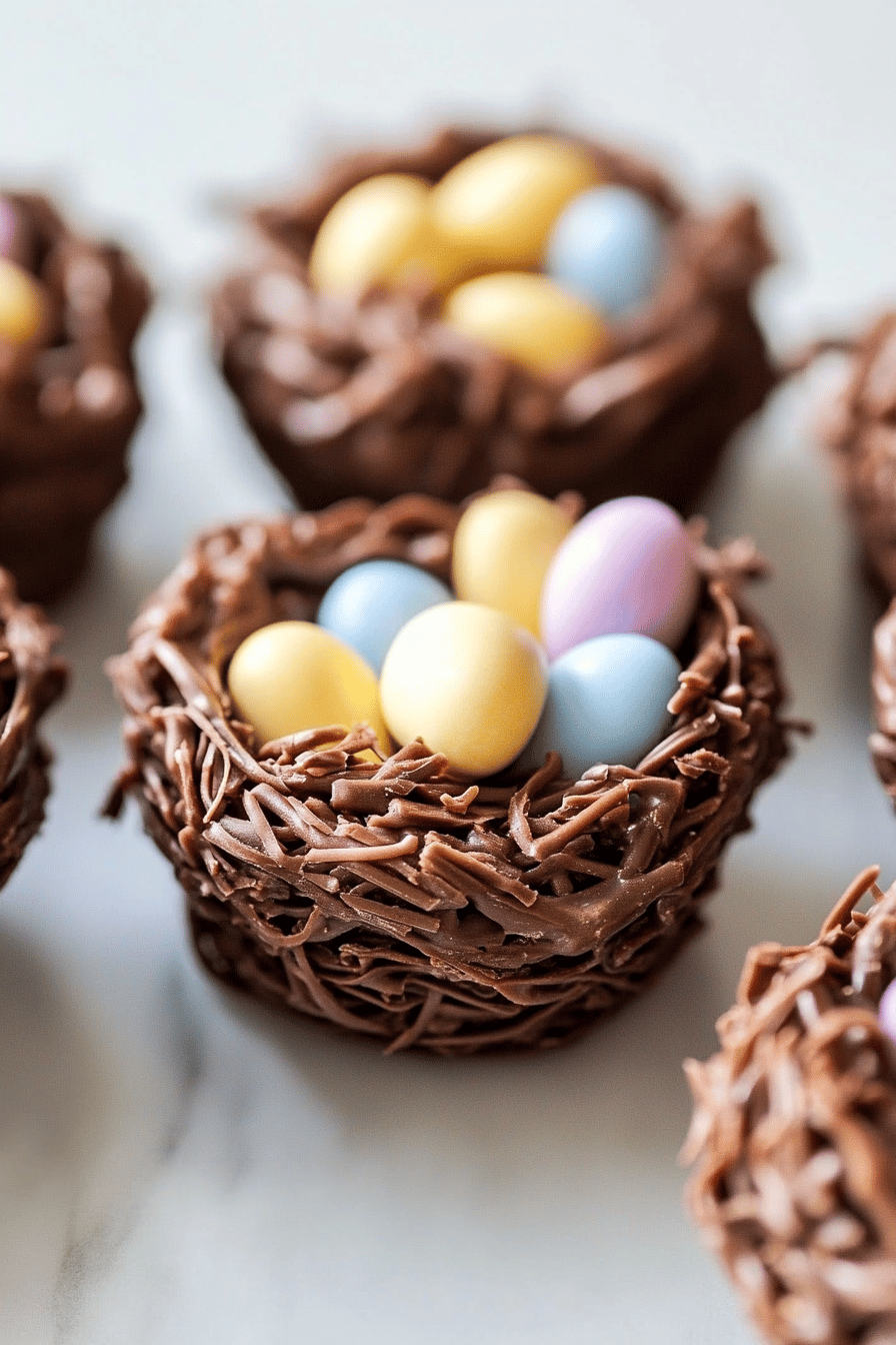 Chocolate Easter Birds Nests ingredients organized and measured on kitchen counter
