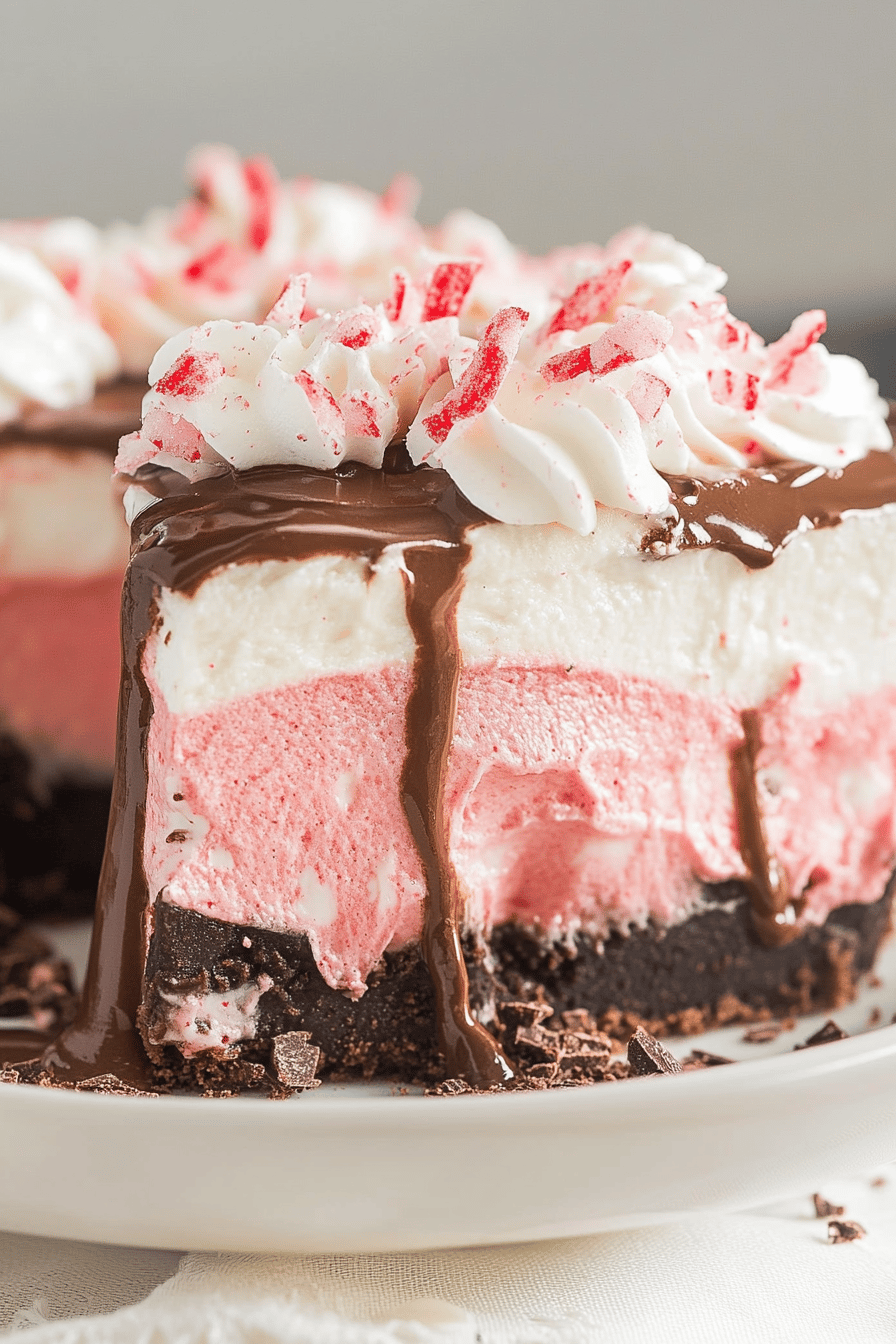 Chocolate Peppermint Lush slice on plate showing perfect texture and swirl pattern