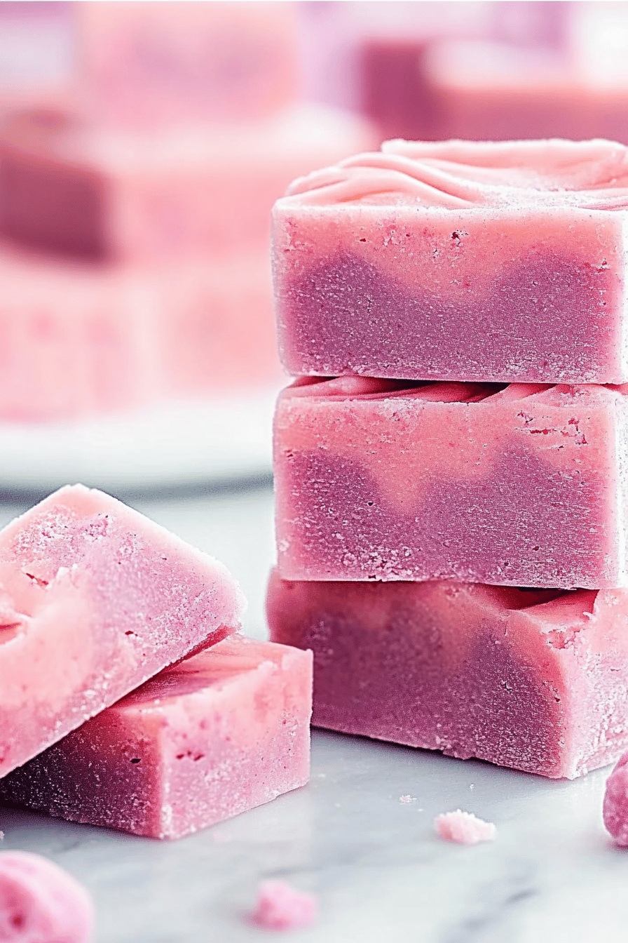 Cotton Candy Fudge slice on plate showing perfect texture and swirl pattern
