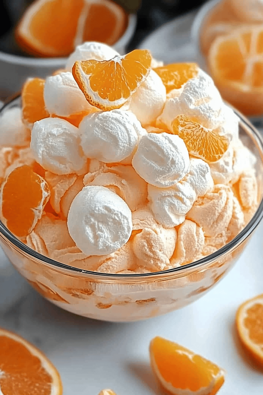 Creamsicle Orange Fluff slice on plate showing perfect texture and swirl pattern