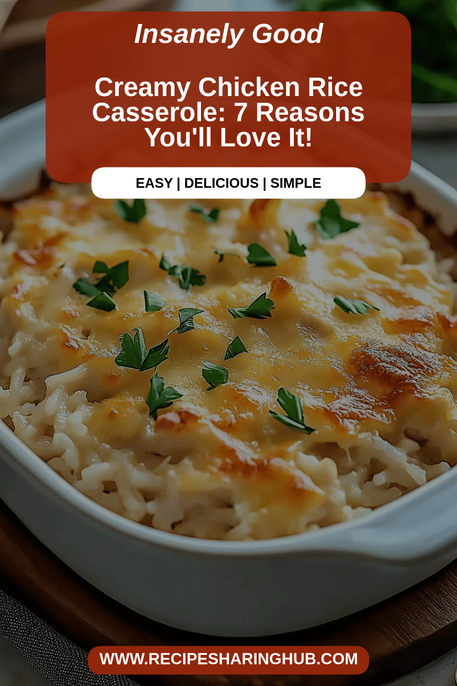 Creamy Chicken Rice Casserole final dish beautifully presented and ready to serve
