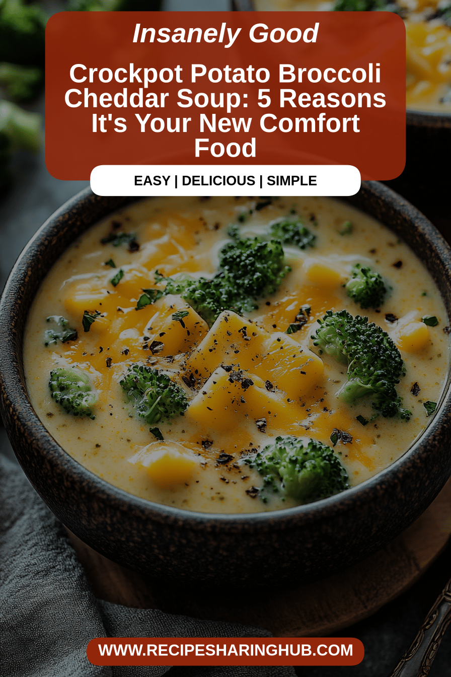 Crockpot Broccoli Cheddar Soup final dish beautifully presented and ready to serve