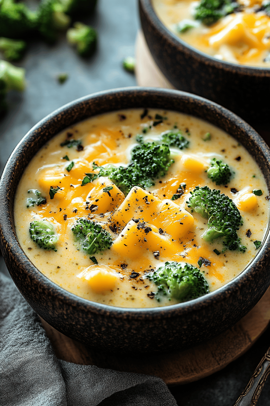 Crockpot Broccoli Cheddar Soup ingredients organized and measured on kitchen counter