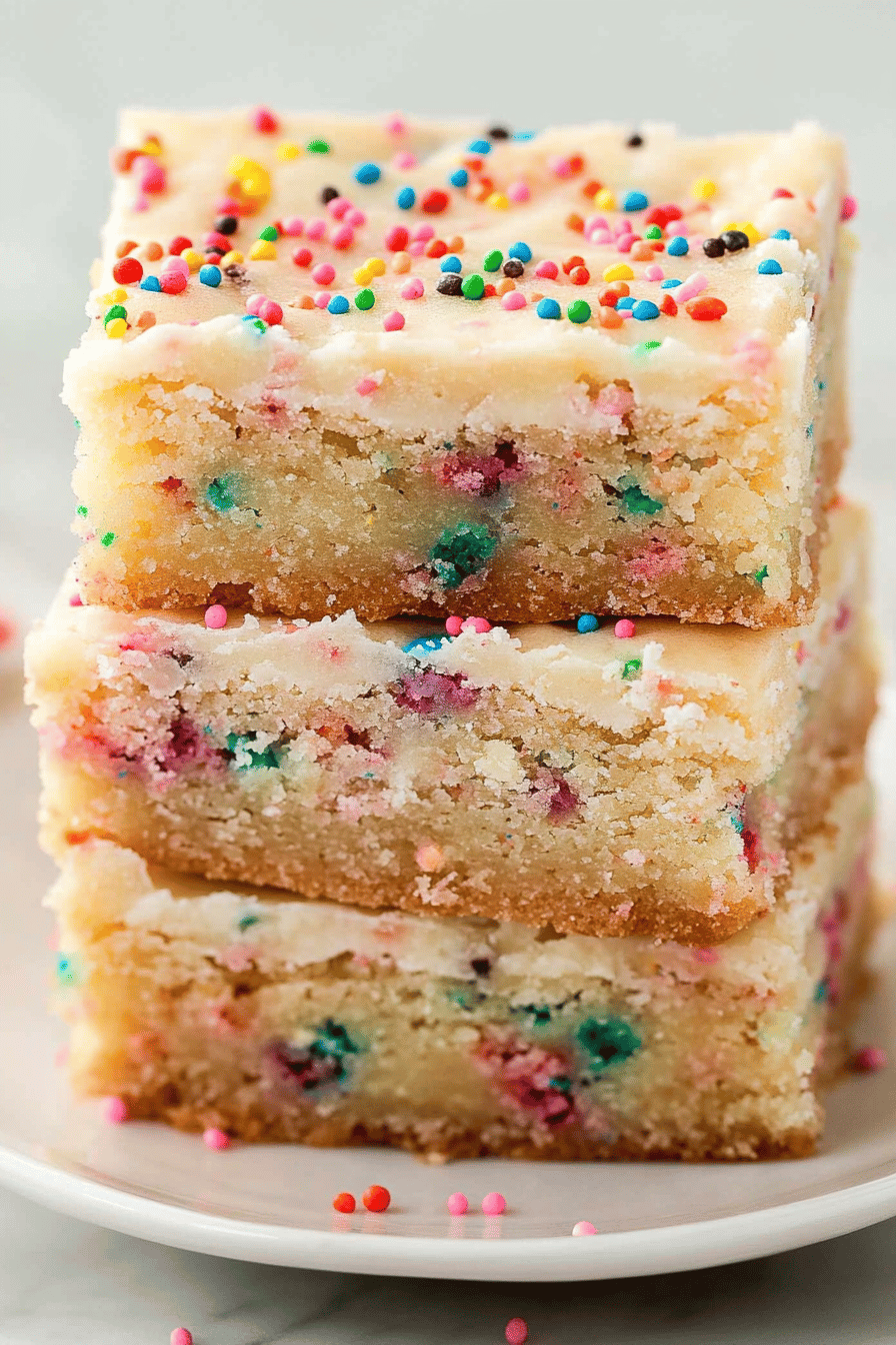 Funfetti Cake Batter Cookie Bars ingredients organized and measured on kitchen counter
