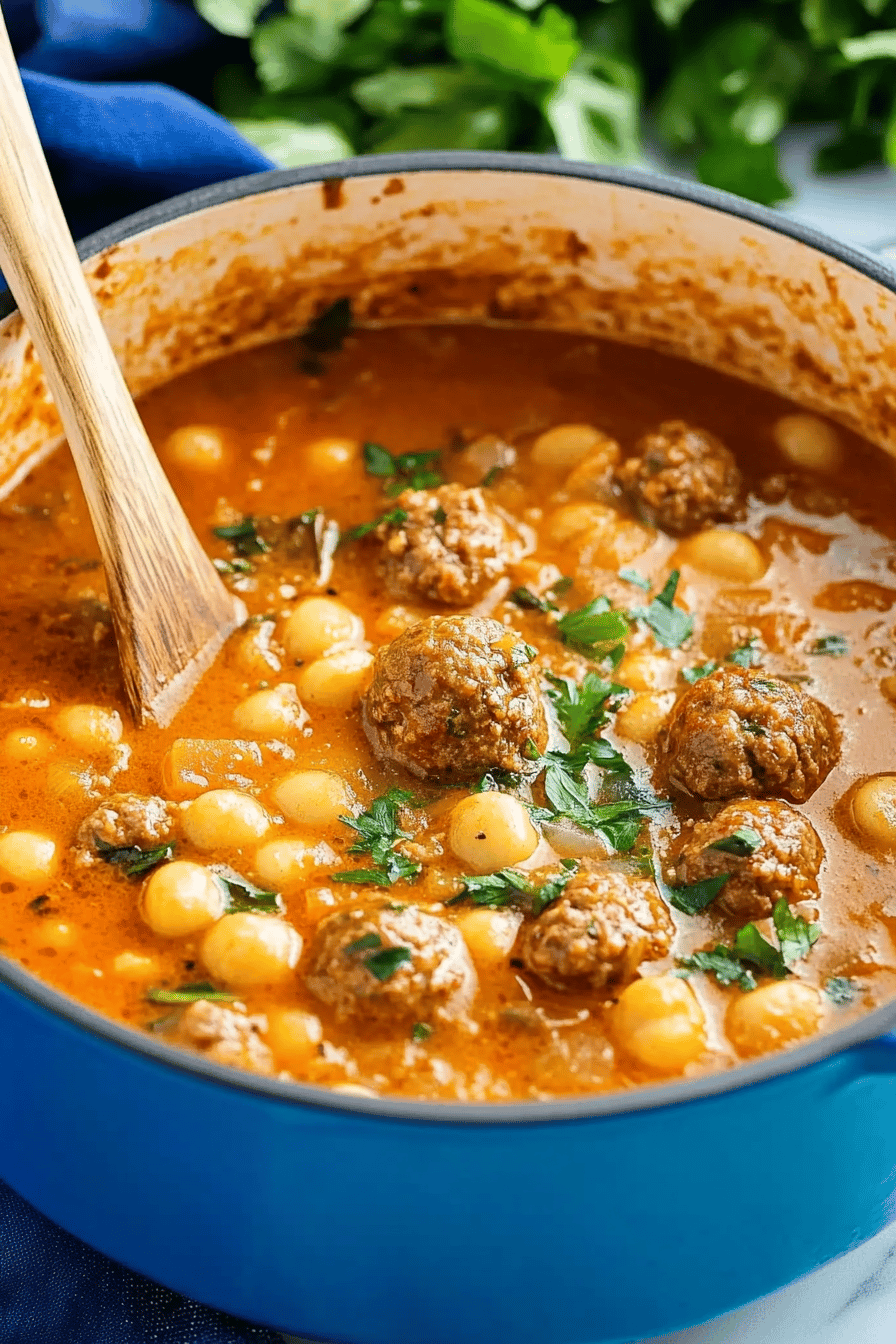 Meatball Soup Recipe ingredients organized and measured on kitchen counter