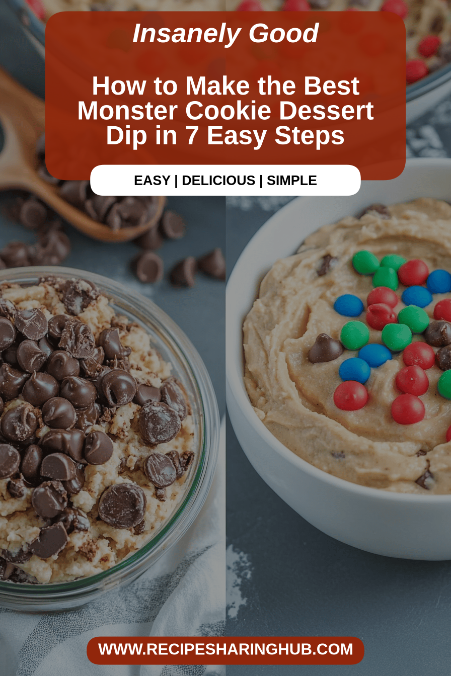 Monster Cookie Dessert Dip final dish beautifully presented and ready to serve