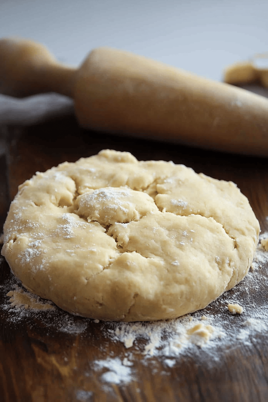No-Fuss Pie Crust ingredients organized and measured on kitchen counter