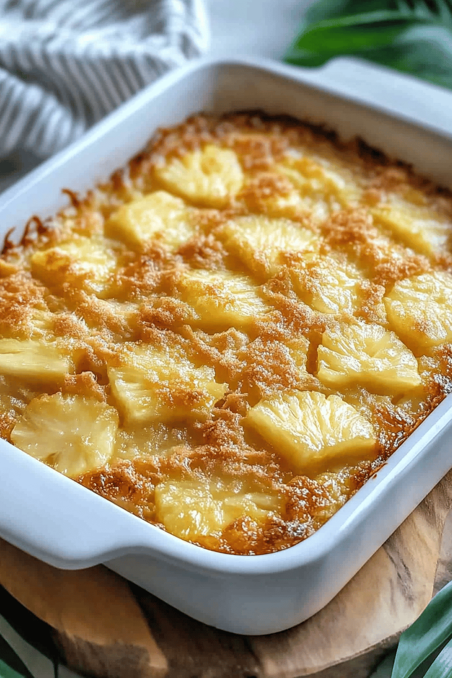 Pineapple Bake Recipe slice on plate showing perfect texture and swirl pattern