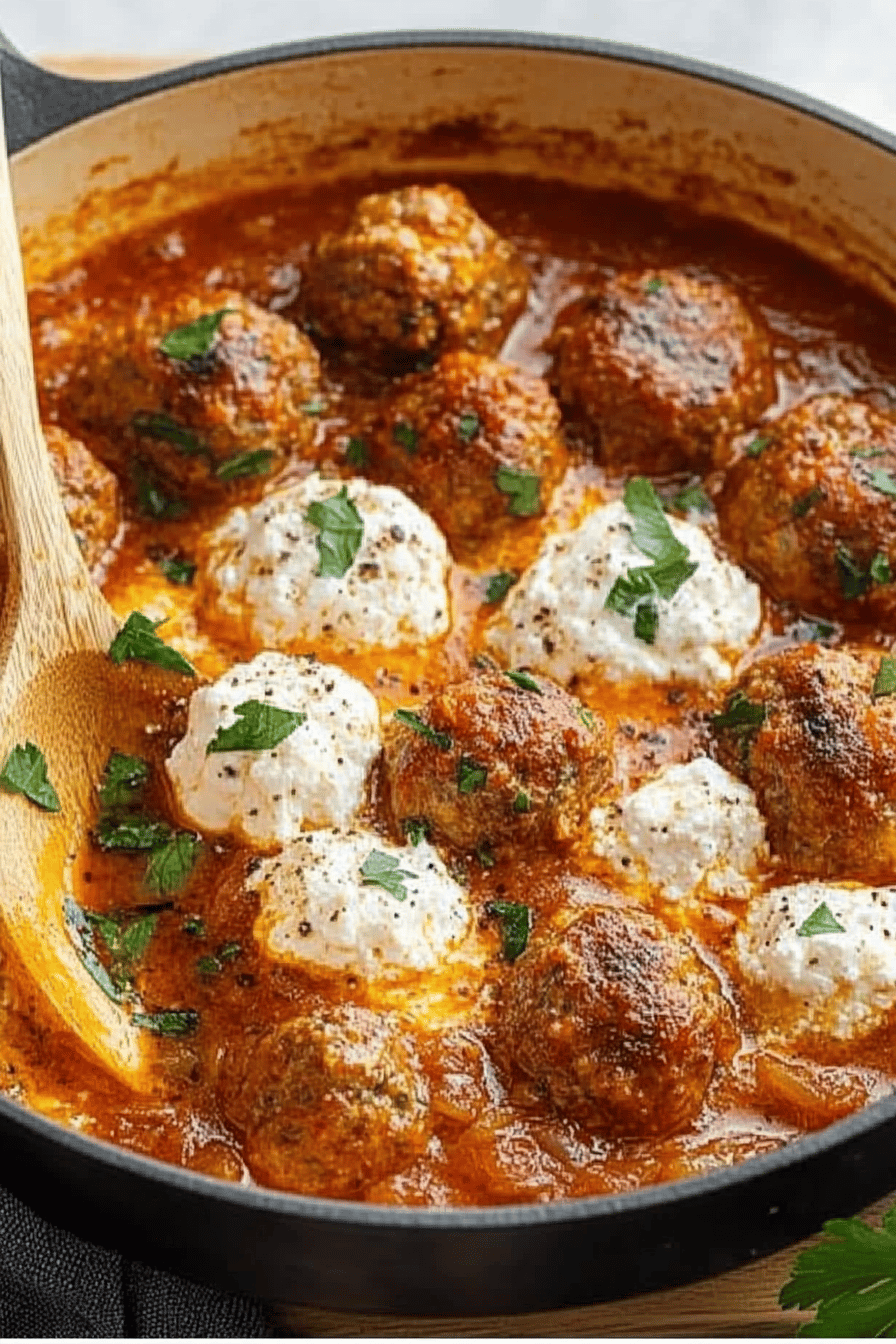 Ricotta Meatballs slice on plate showing perfect texture and swirl pattern
