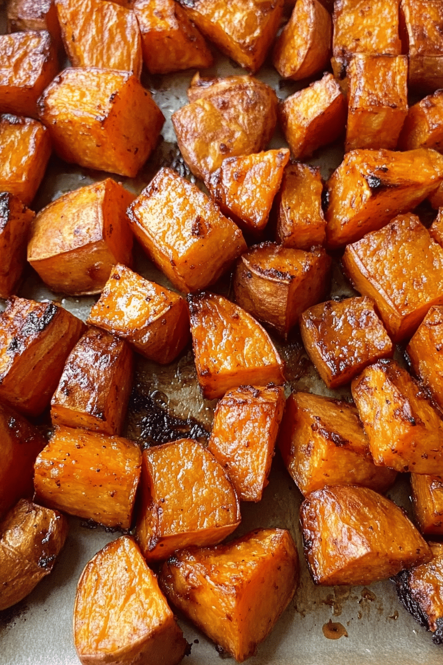 Roasted Sweet Potatoes slice on plate showing perfect texture and swirl pattern