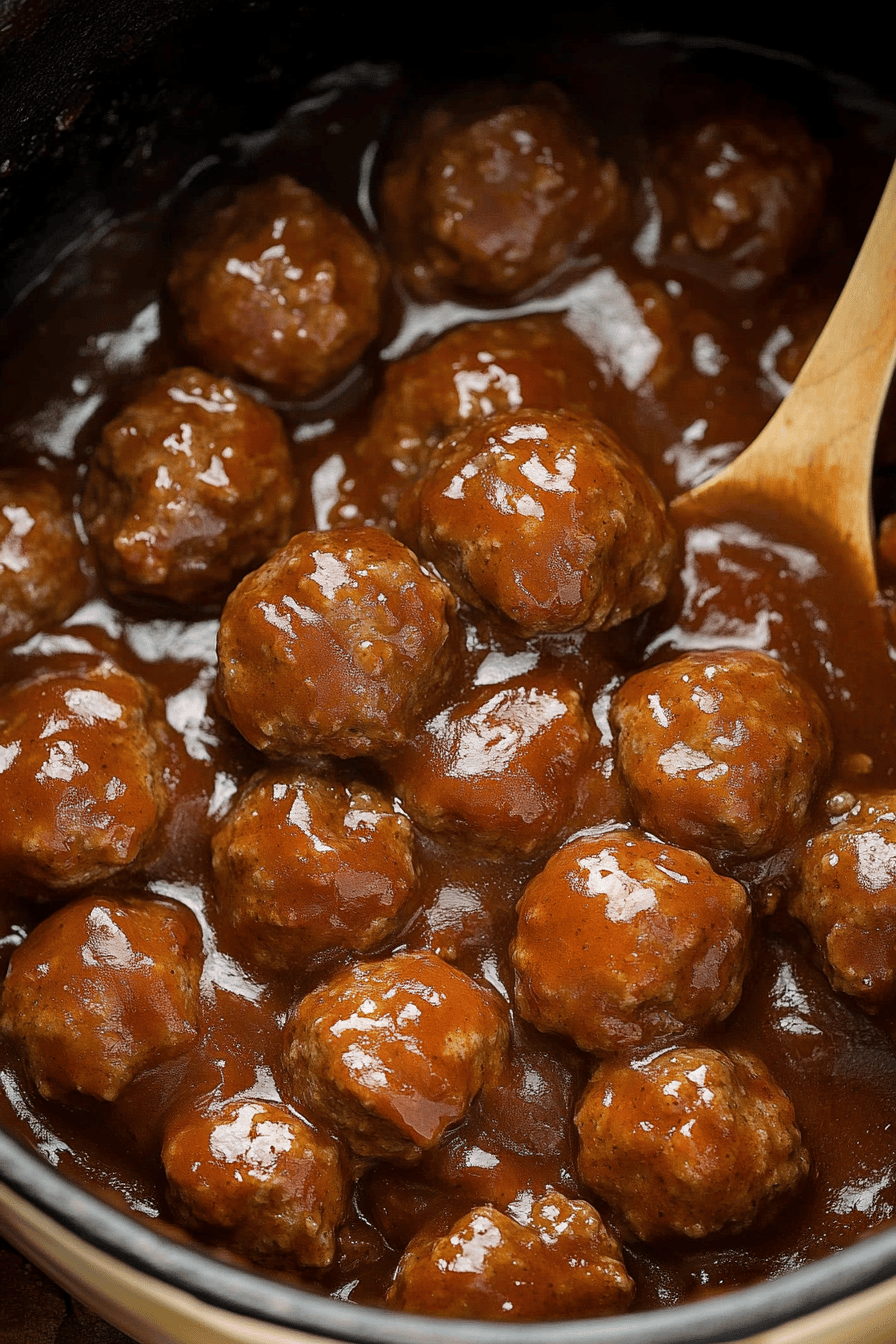 Salisbury Steak Meatballs slice on plate showing perfect texture and swirl pattern