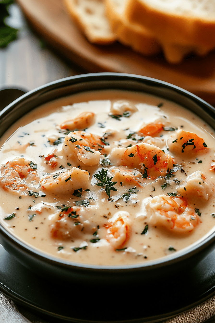 Seafood Bisque Recipe ingredients organized and measured on kitchen counter