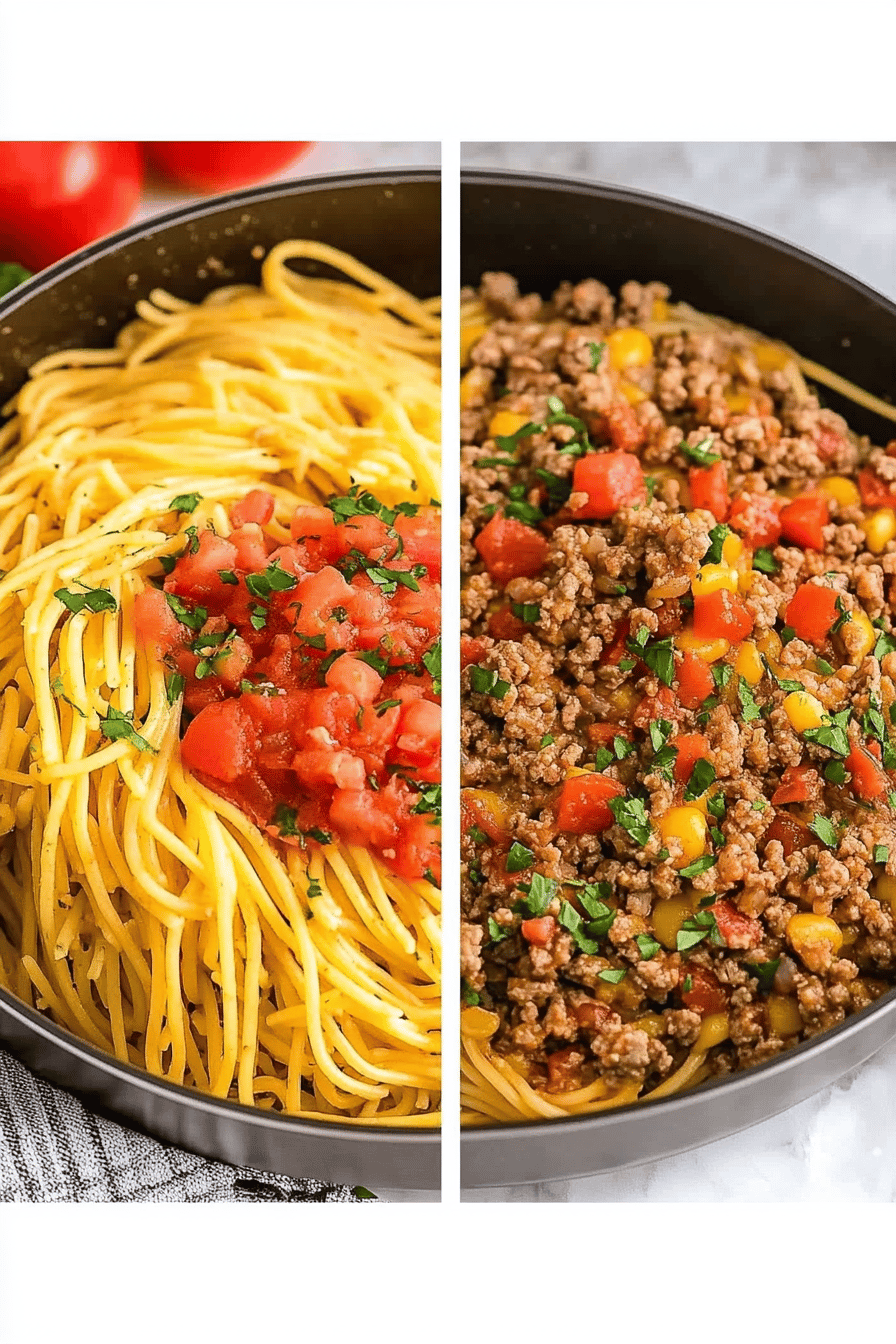 Taco Spaghetti Recipe slice on plate showing perfect texture and swirl pattern