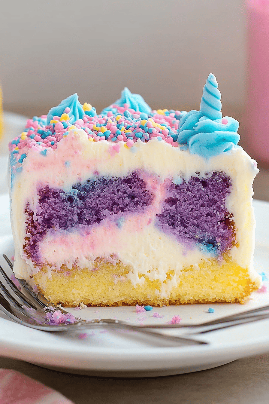 Unicorn Poke Cake ingredients organized and measured on kitchen counter