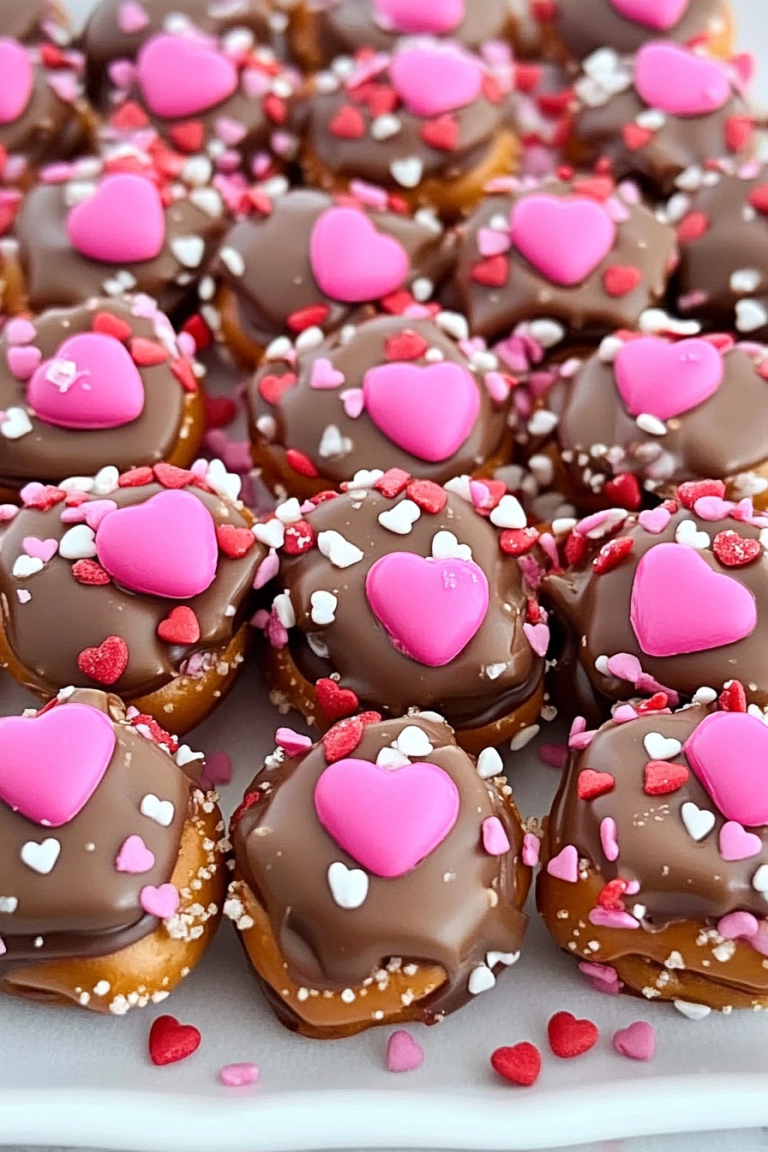 Valentines Day Caramel Pretzel Bites