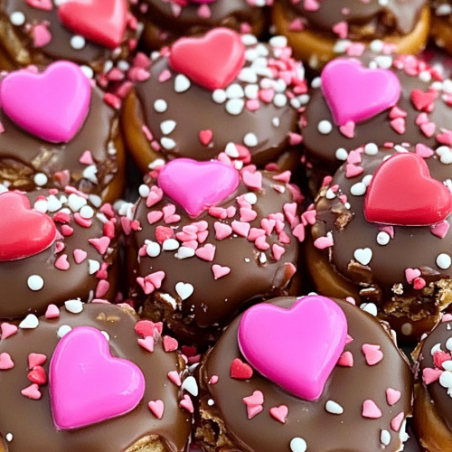 Valentines Day Caramel Pretzel Bites