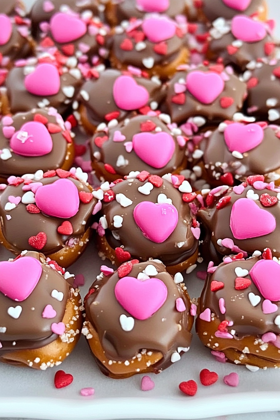 Valentines Day Caramel Pretzel Bites