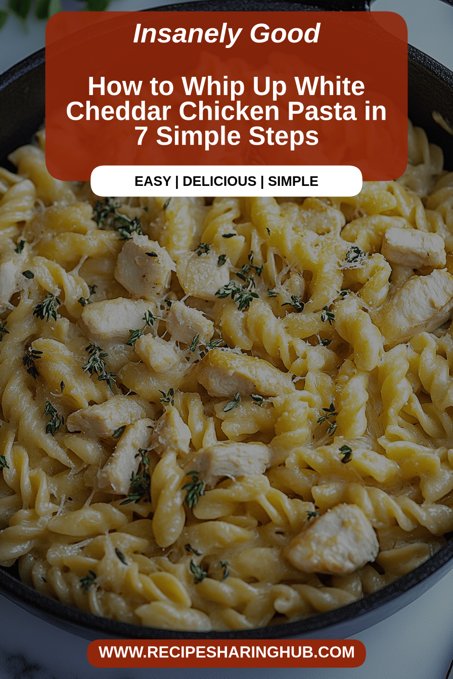 White Cheddar Chicken Pasta final dish beautifully presented and ready to serve