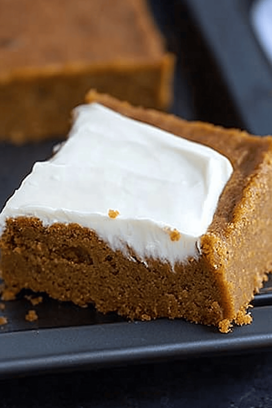 gluten-free pumpkin bars slice on plate showing perfect texture and swirl pattern