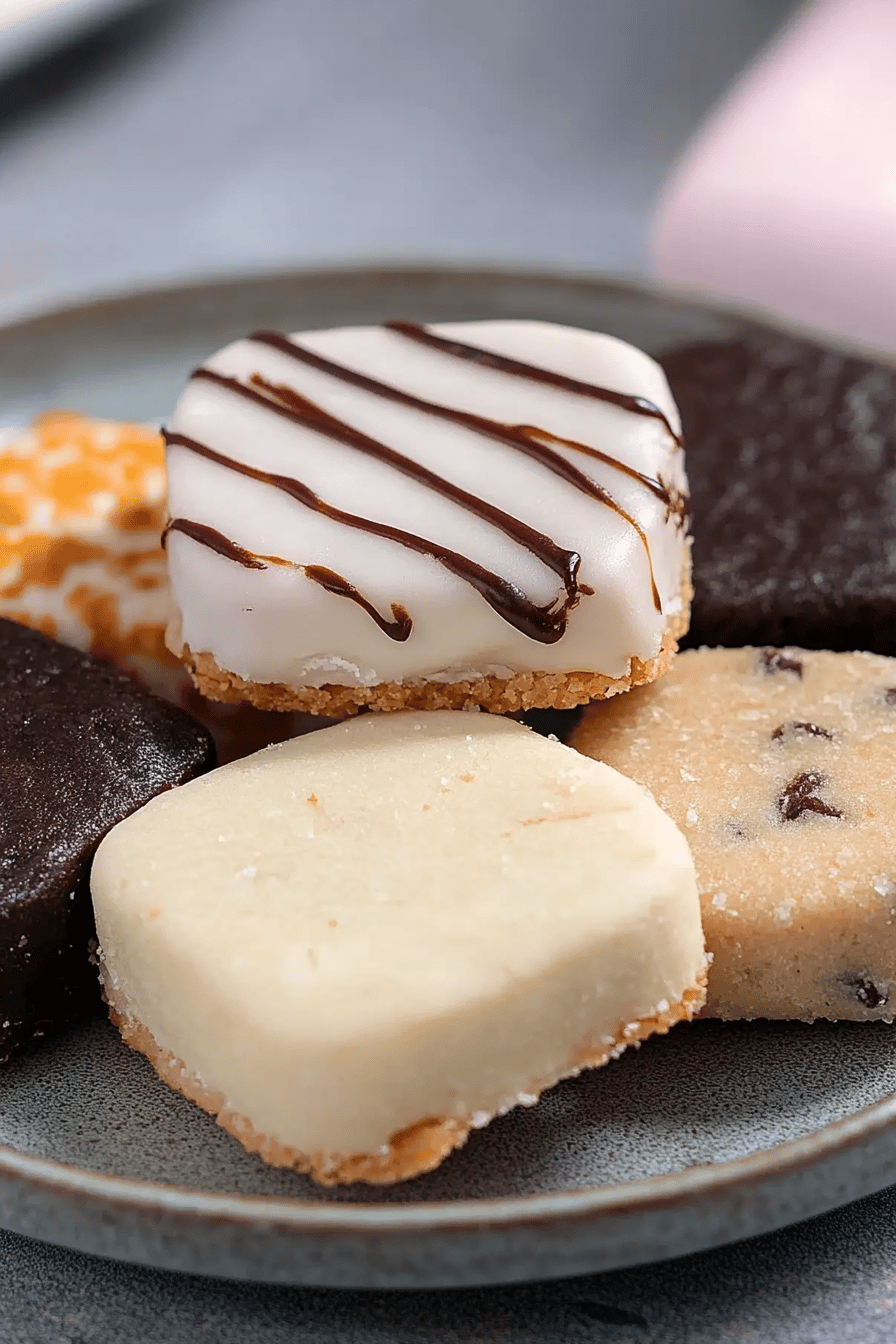 gluten-free shortbread cookies slice on plate showing perfect texture and swirl pattern
