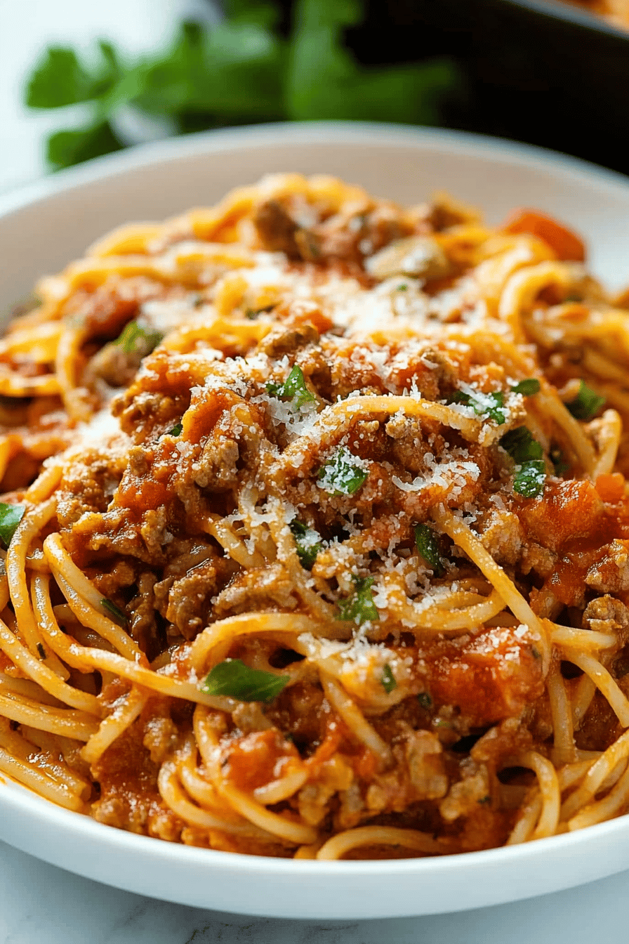 one-pot spaghetti slice on plate showing perfect texture and swirl pattern