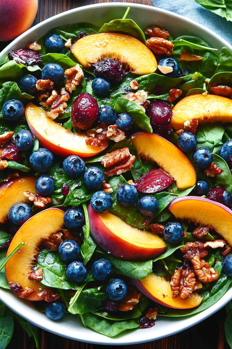 Peach Blueberry Spinach Salad