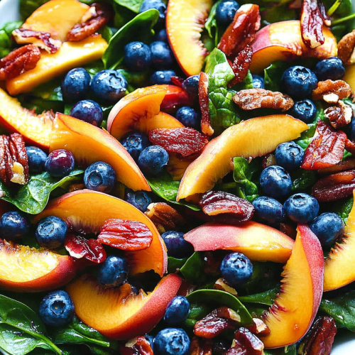 Peach Blueberry Spinach Salad