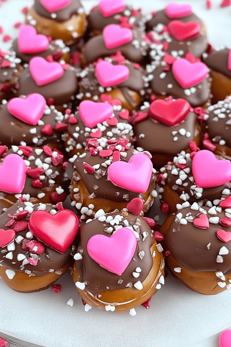 Valentines Day Caramel Pretzel Bites