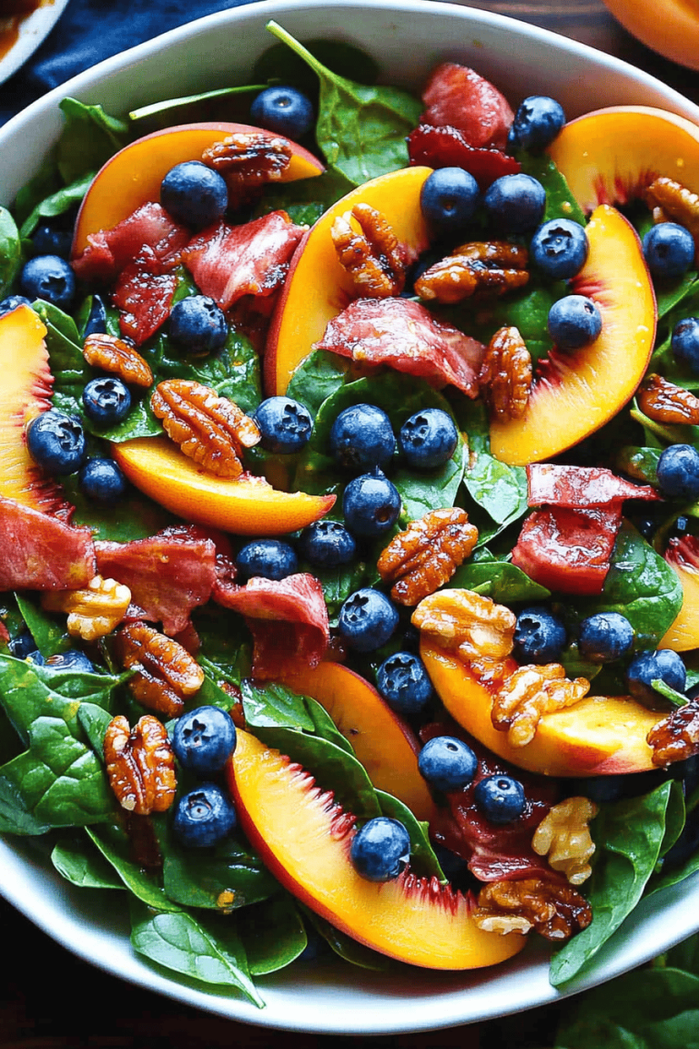Peach Blueberry Spinach Salad